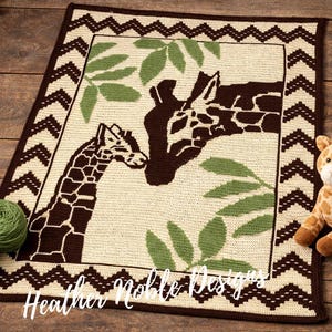 Jirafas - Patrón de manta de crochet con mosaico y tapiz (Patrón PDF)