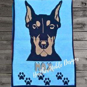 Doberman Pinscher, mosaic crochet blanket pattern, mosaic overlay crochet, crochet blanket pattern, crochet dog pattern, crochet Doberman