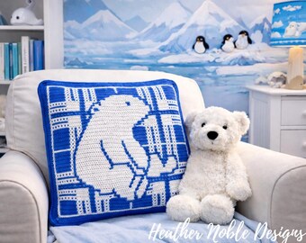 Polar Bear Pillow - Mosaic Crochet Pattern (PDF Pattern)