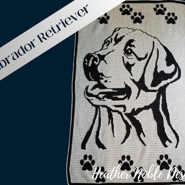 Labrador Retriever, Mozaïek gehaakt dekenpatroon, Mozaïek overlay haak, hondenliefhebber cadeau, Labrador Retriever haakpatroon, Niveau 2