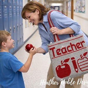 Apples for the Teacher Tote, Mosaic Crochet Pattern (PDF Pattern)