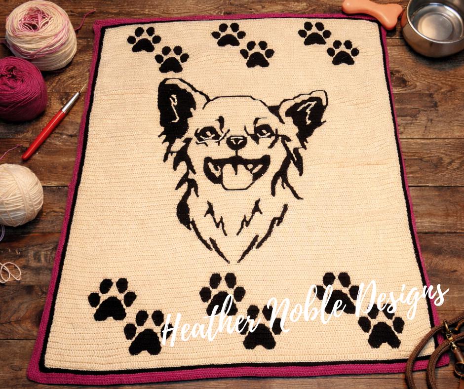 31 Chihuahua Crochet Patterns to Stitch Tiny Dogs, Gifts, and Display Pieces 9 Chihuahua Mosaic Crochet Blanket