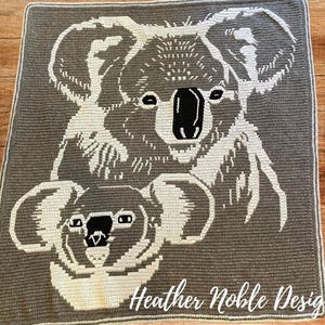 Koala Blanket, mosaic crochet blanket pattern, mosaic crochet animal pattern, mosaic overlay crochet, mosaic crochet pattern, crochet koalas