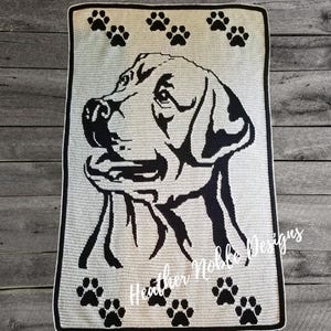 Labrador Retriever, mosaic crochet blanket pattern, mosaic overlay crochet, crochet blanket pattern, crochet dog pattern, crochet Labrador