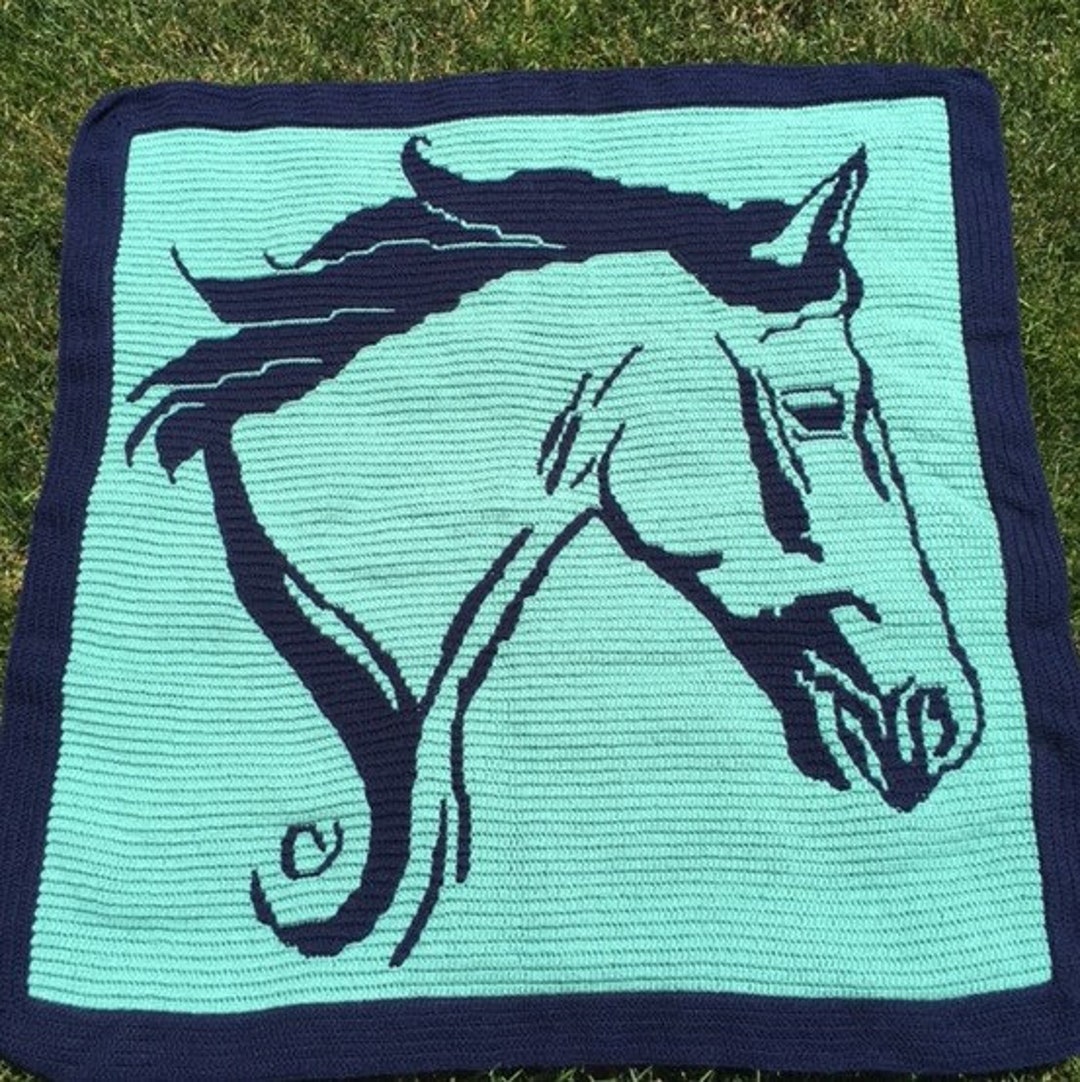 Horse Mosaic Crochet Baby Blanket Pattern Mosaic Overlay Crochet Baby Gift Horse Crochet Pattern Level 2 Etsy Canada