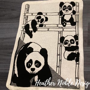 Panda Blanket 2, mosaic crochet blanket pattern, mosaic crochet animal pattern, mosaic overlay crochet, mosaic crochet pattern, pandas