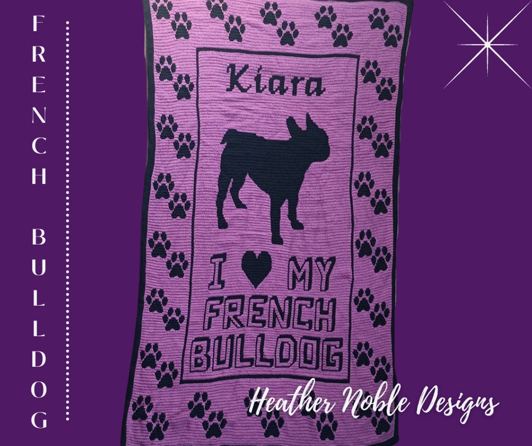 French Bulldog, Mosaic Crochet Blanket Pattern, Mosaic Overlay Crochet