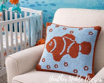 Clownfish Pillow - Mosaic Crochet Pattern (PDF Pattern)