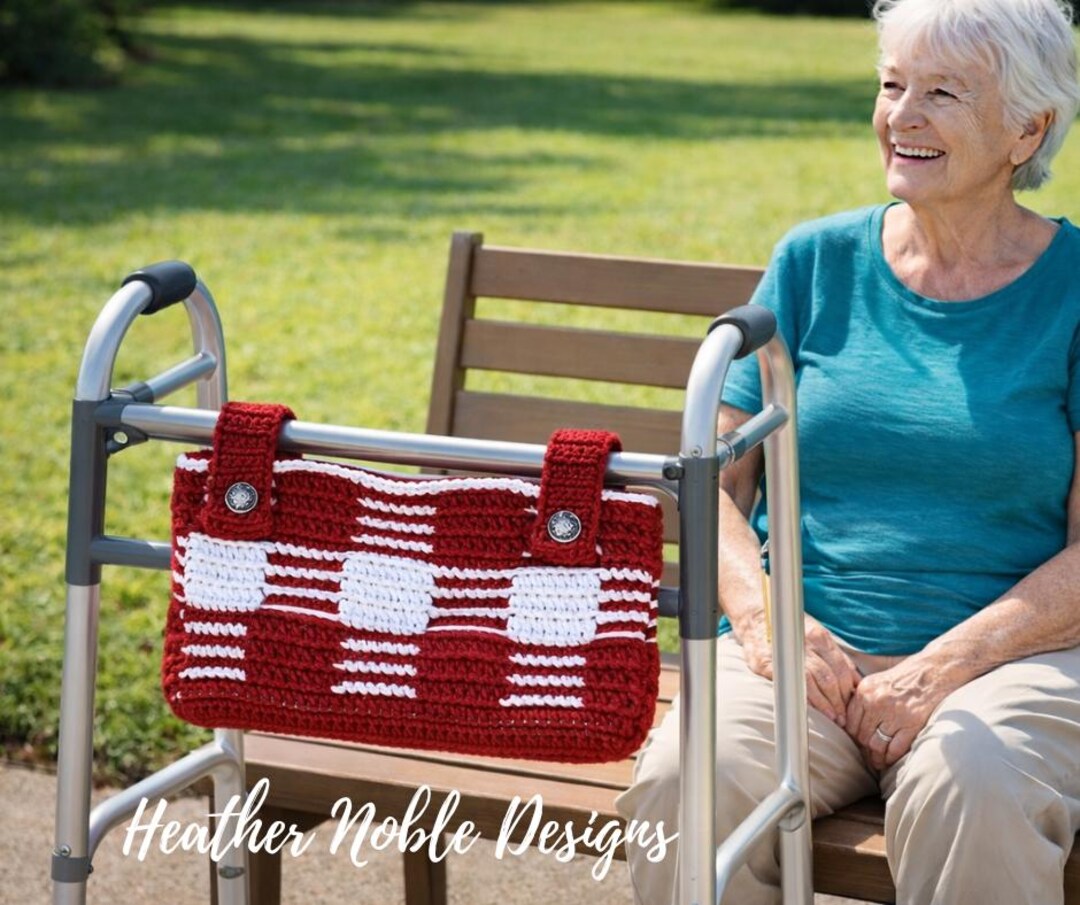 Walker Pouch Mosaic Crochet Pattern, Gingham Plaid (PDF Pattern