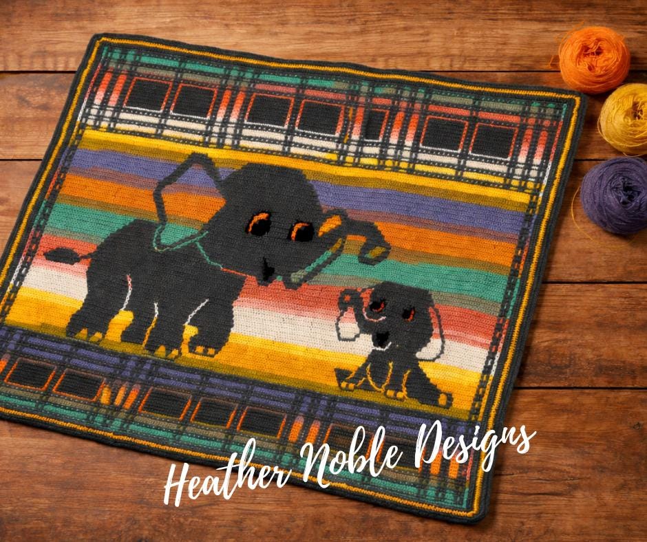 40 Elephant Crochet Patterns for Amigurumi, Plushies, Loveys, and Nursery Decor 28 Elephants Mosaic & Tapestry Crochet Blanket