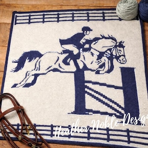 Equestrian Jumper - Mosaic Crochet Blanket Pattern (PDF Pattern)