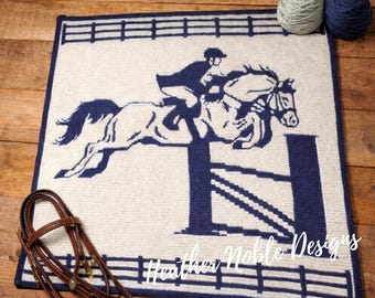 Equestrian Jumper - Mosaic Crochet Blanket Pattern (PDF Pattern)