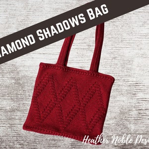 Monochromatic mosaic crochet bag pattern, Diamond Shadows Bag, mosaic overlay crochet pattern, textured crochet pattern, one color, Level 1