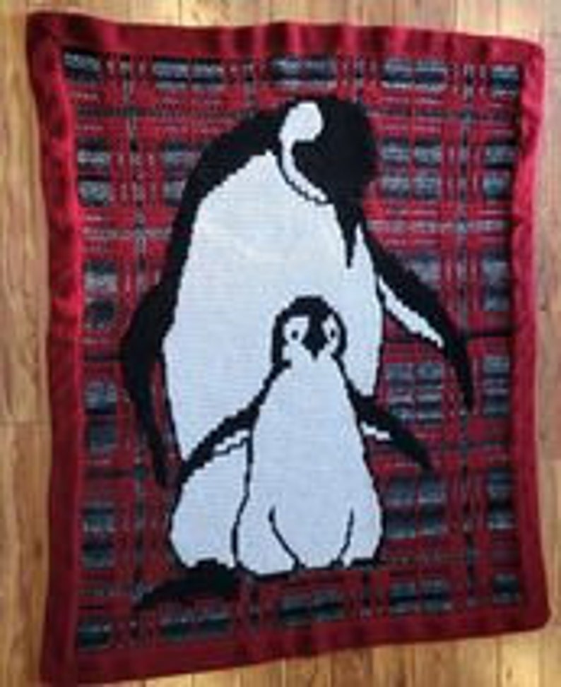 Penguins Mosaic Crochet Blanket Pattern Animal Blanket Etsy
