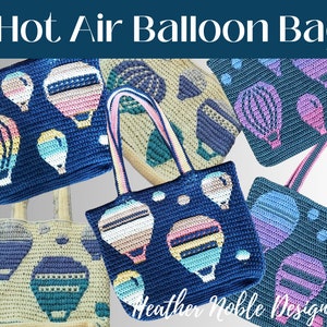 Hot Air Balloon Bag, mosaic crochet bag pattern, mosaic overlay crochet, crochet bag pattern, in the round, Hot Air Balloon pattern, Level 2