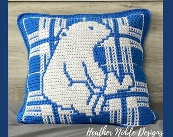 Bear Pillow 1, Mosaic crochet pillow pattern, animal pillow crochet pattern, mosaic overlay crochet, bear crochet pattern, Level 1