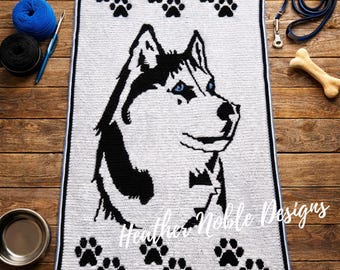 Husky - patroon gehaakte deken met mozaïekpatroon (pdf-patroon)