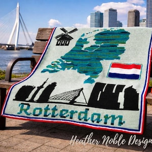 Netherlands - Mosaic & Tapestry Crochet Blanket Pattern, Rotterdam Skyline (PDF Pattern)