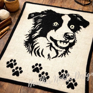 Bordercollie: gehaakt dekenpatroon mozaïek (pdf-patroon)