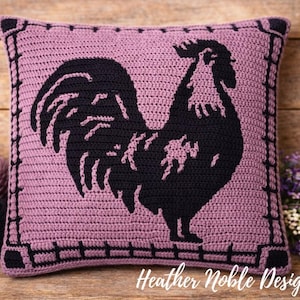 Rooster Pillow - Mosaic Crochet Pattern (PDF Pattern) image 2