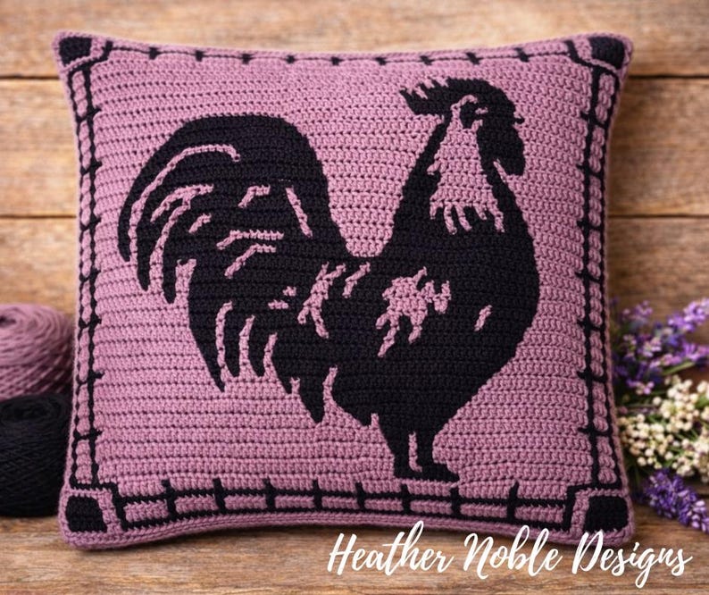 Rooster Pillow - Mosaic Crochet Pattern (PDF Pattern) image 2