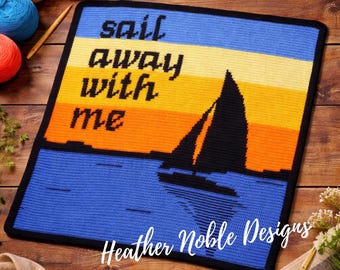 Sail Away - Mosaic Crochet Blanket Pattern (PDF Pattern)