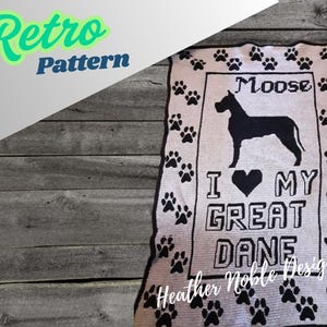 Great Dane, mosaic crochet blanket pattern, mosaic crochet dog pattern, mosaic overlay crochet, crochet blanket pattern, crochet Great Dane