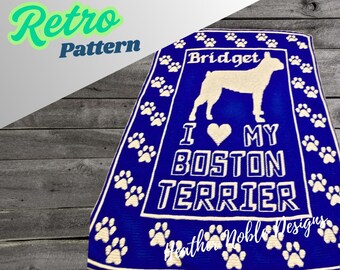 Boston Terrier - Mosaic Crochet Blanket Pattern (PDF Pattern)