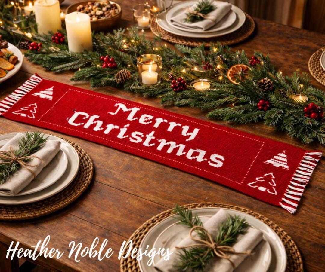 Merry Christmas Table Runner - Mosaic Crochet Pattern (PDF Pattern) - Etsy