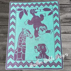 Baby Safari, Mosaic crochet blanket pattern, mosaic overlay crochet, mosaic crochet animal pattern, crochet patterns, mosaic crochet pattern