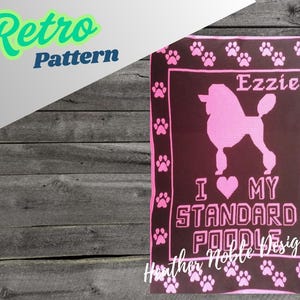 Standard Poodle, mosaic crochet blanket pattern, mosaic crochet dog pattern, mosaic overlay crochet, crochet blanket pattern, crochet Poodle