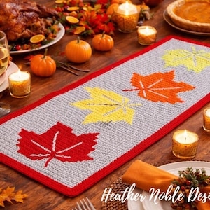 Ahornblätter Tischläufer - Mosaik Häkelanleitung (PDF-Muster)