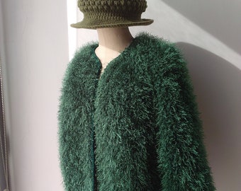 Emerald green fur jacket