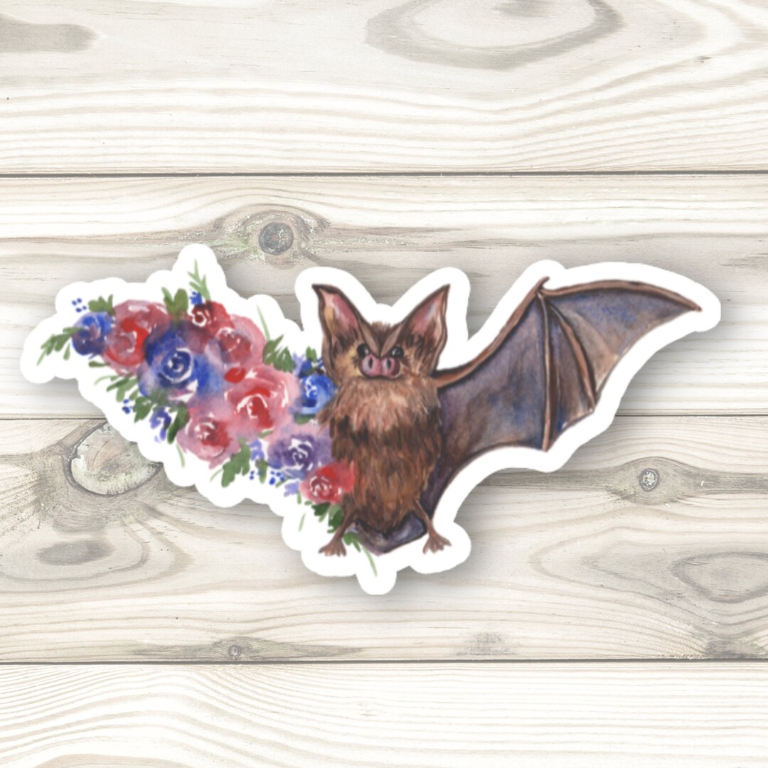 Bat Side Sticker Bat Sticker, Vinyl Bat Sticker, Cute Animal Sticker, Watercolor Sticker ...