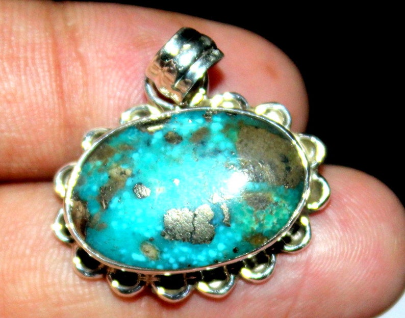 92.50 Silver Pendant Natural Turquoise Gemstone Turquoise Cabochon Loose Turquoise Silver Pendant Jewelry Gemstone Silver Jewelry