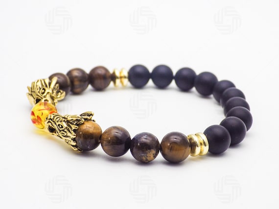 Tiger Eye Buddha Head Beaded Bracelet | The Gold Gods