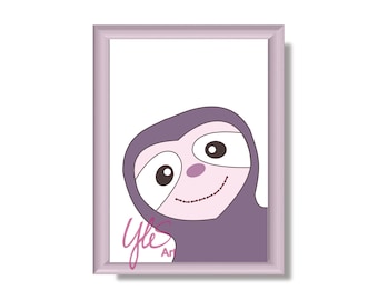 Sloth, sloth, poster, printable art, photo download, children's room, baby, printable file, child, wall, decoration