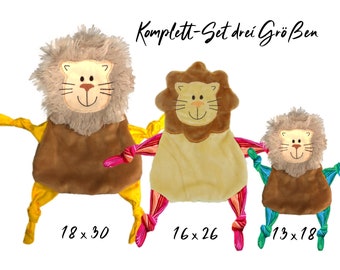 Embroidery file lion cuddle cloth ITH three sizes, comfort cloth, cuddly toy, snuffle cloth