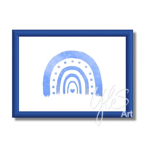 Rainbow, poster, printable art, photo download, wall, decoration, children&#39;s room. Blue