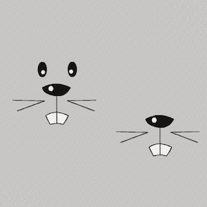 Embroidery file face hamster - two variants, three sizes, frame from 10 cm x 10 cm, embroidery pattern, mouth, eyes, embroidery, nose, teeth
