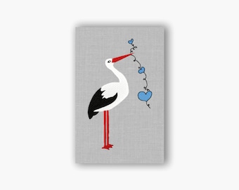 Stickdatei Storch - zwei Größen, Rahmen 10x10 und 13x18, embroidery, stick file, stickerei, stickdesign, stork, herz, heart