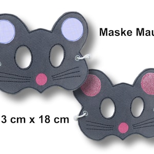 Motif de broderie masque de souris pour cercles à broder de 13 cm x 18 cm, souris, carnaval, fête, enfant, Mardi Gras