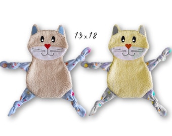 Cat embroidery design, cuddly toy, in-the-hoop (ITH) hoop 13 cm x 18 cm, baby, comforter, cuddly toy, security blanket, embroidery pattern, child