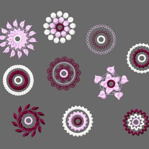 Embroidery file buttons and eyelets, 10 different motifs
