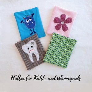 Embroidery file cover cooling compress set of 4 13 cm x 18 cm, child, baby, tooth