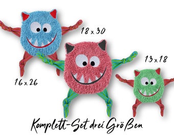 Embroidery file ITH monster cuddle cloth three sizes, comfort cloth, soft toy, snuffle cloth, embroidery pattern