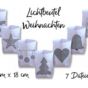 Embroidery file light bag Christmas ITH 13 cm x 18 cm, seven files, light bag, lantern, tea light