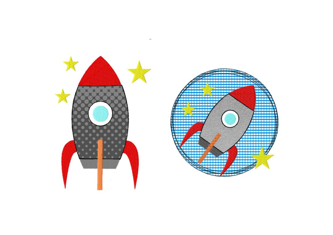 Embroidery File Rocket Doodle Button, 2 Sizes, Application, Embroidery ...