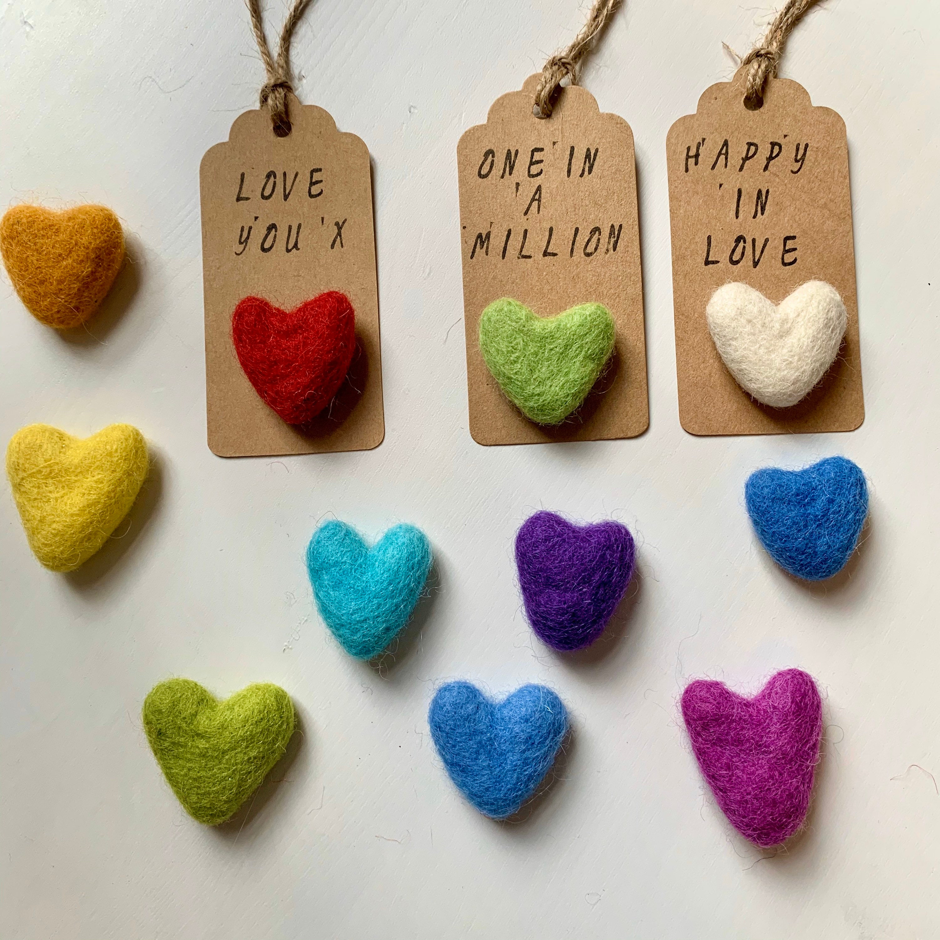 Felt heart magnet / miss you gift, love you gift,