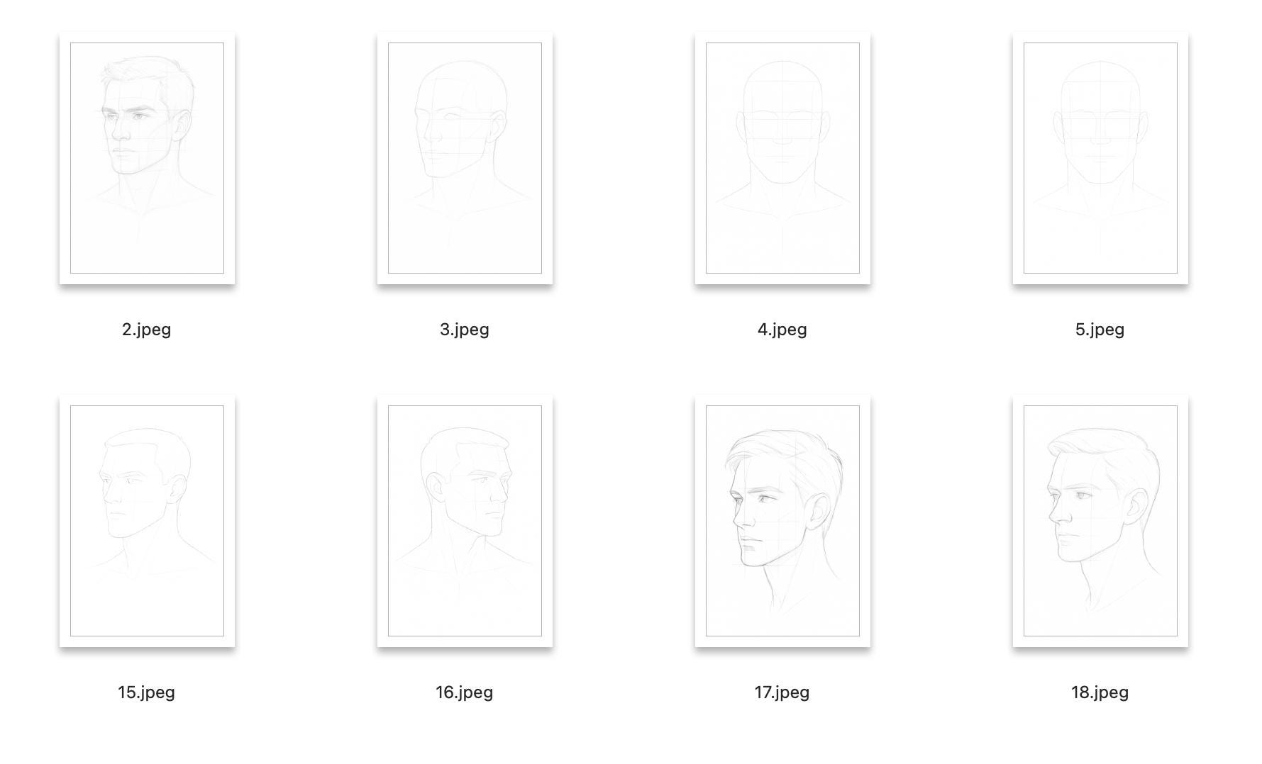 Printable A4 Male Face Sketches - 27 Blank Face Outlines for Tracing ...